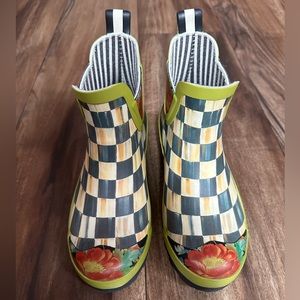 Mackenzie Childs Courtly Check Rain Boots - Sz 5
